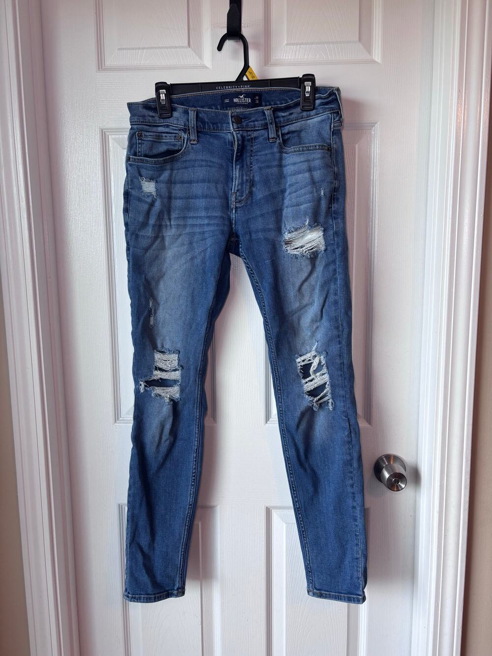 Hollister Men’s Super Skinny Distressed Jeans W31 L32 Medium Wash Stretch Denim